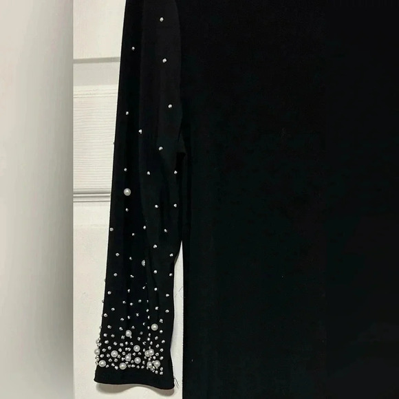 Annalee and Hope Black Knit Dress with Pearl Trim Size Medium - Picture 2 of 8